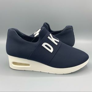 NEW Womens DKNY Navy Blue Slip On Platform Wedge